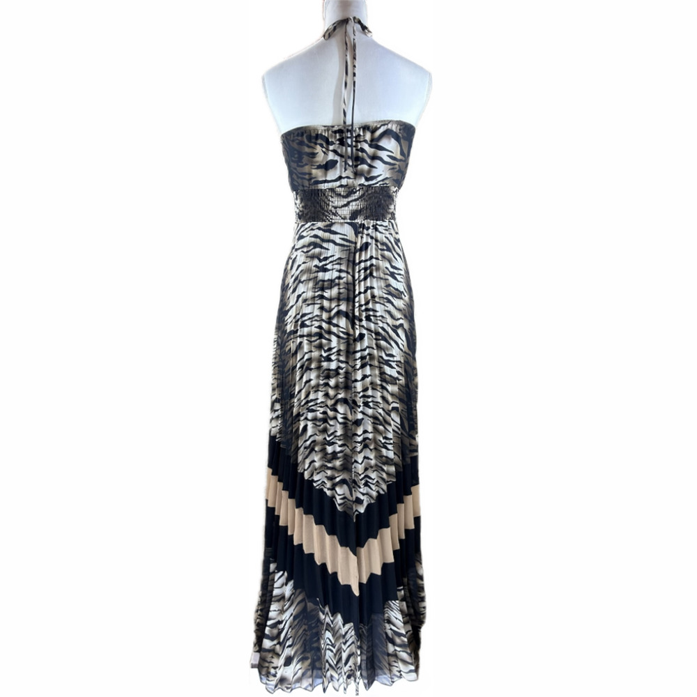 Glamazon Tiger Zebra Chevron Colorblock Bandeau Tube Halter Maxi Dress M Summer - Picture 2 of 8